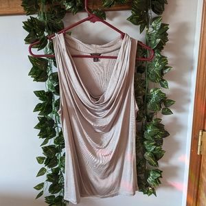 Ann Taylor tank blouse, drapey rayon, grey, small